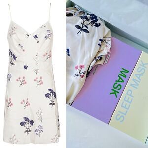 NWT Self-Portrait Vintage Prink Slip Mini Dress Sleep Mask Set 4